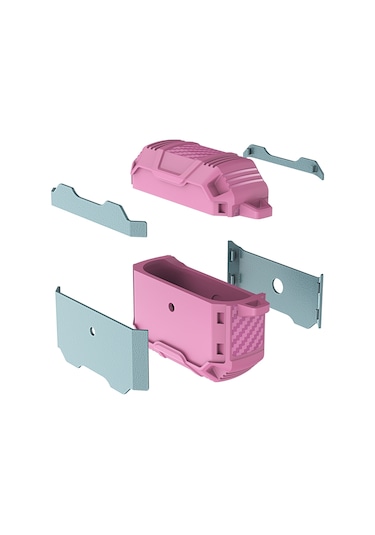 Kablosuz Kulaklık Tpu + Pc Airpods Uyumlu 3 İçin Kancalı Darbeye Dayanıklı Kılıf Pembe