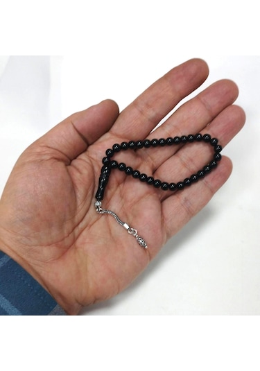 Gümüş Püsküllü Mini Gürcistan Oltu Tesbih 5,5 Mm