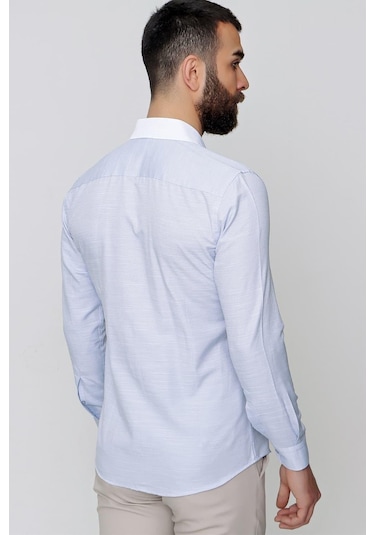 G 1491 Slim Fit Koyu Mavi Spor Gömlek Mavi