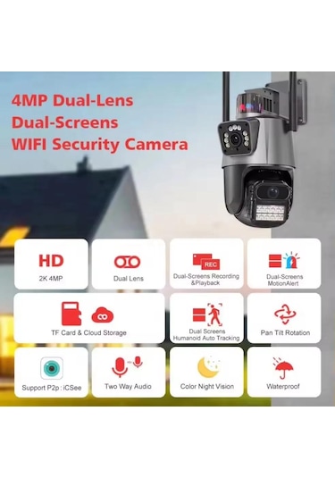 Laxsam Yeni Dış Mekan Ip Kamera Çift Lens Wifi Güvenlik Kamerası