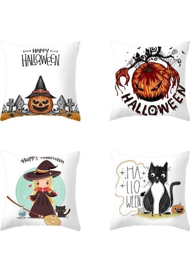 Cadılar Bayramı Yastık Kılıfı - 45x45cm Yumuşak Kadife, 12 Farklı Desen Seçeneği Diğer Diğer