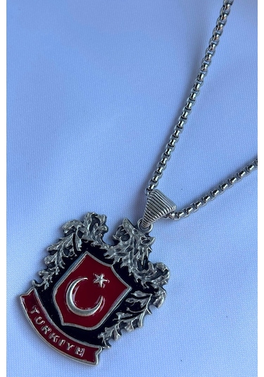Türkiye El İşçiliği Paslanmaz Çelik Zincir Erkek Kolye Gümüş