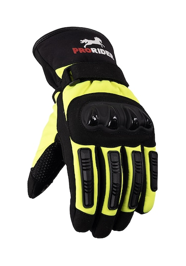 Prd14 Kışlık Sarı Uzun Motosiklet Eldiveni Su Geçirmez, Rüzgar Korumalı, Dokunmatik