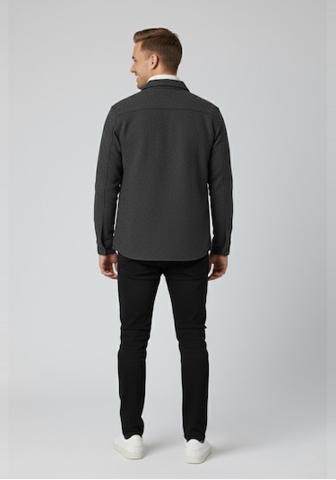 Deepsea Erkek Füme Kaşe Ceket Mont Rahat Kesim Cepli Çıtçıtlı Ceket 2500559 Füme