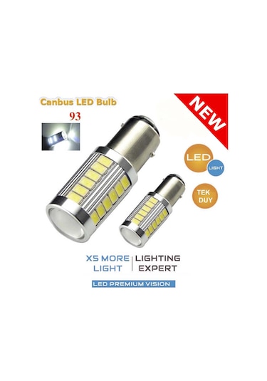 93 Led Beyaz Stop ve Sinyal Ampülü Cob Ledli Tek Duylu