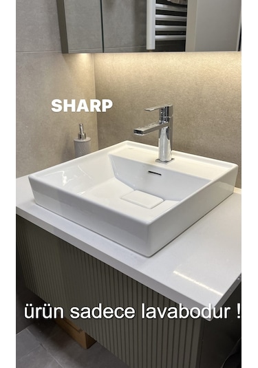 Turkuaz Seramik Sharp 60x48 cm Etajerli Lavabo