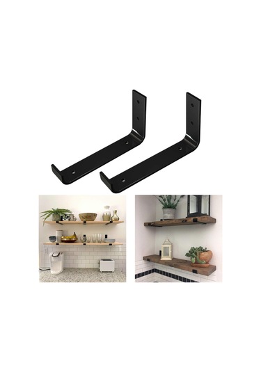 Homyl 2x Raf Aparatı Rustik Metal Vidalı Duvara Monte 15cm Siyah