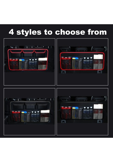 Springsun Araba Bagaj Organizer Çanta - İyileştirilmiş Model, 4 Kutu Ve 3 Çanta, Siyah-kırmızı, Oksford Kumaş Siyah