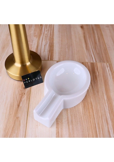 Perlotus Porselen Beyaz Şeffaf Sırlı Puro Küllüğü Sert Porselen 10 Cm