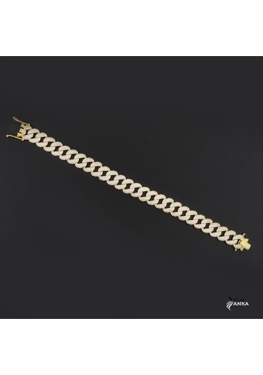 925 Ayar Gümüş Taşlı Gold Gurmet Bileklik