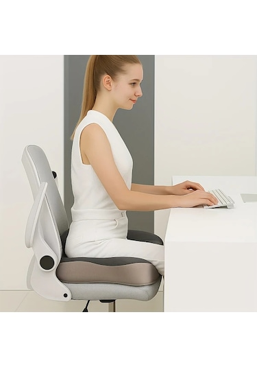 Xuweiwei 1 Adet Koltuk Minderi Hafıza Köpük Oturma Minderi Ergonomik Merkez Oluklu Ofis Ev Araç Koltuğu Uzun Süreli Kullanım Kaymaz Tabanlı Altın