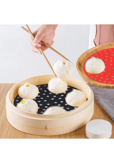 Buffer Siyah Isıya Dayanıklı Yıkanılabilir Silikon Fırın Ve Airfryer Yuvarlak Model Pişirme Matı 23 Çok Renkli