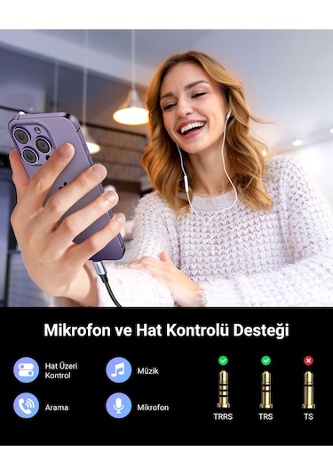 Ugreen Mfi Sertifikalı Lightning To 3.5mm Aux Dönüştürücü Adaptör, Siyah, 30756