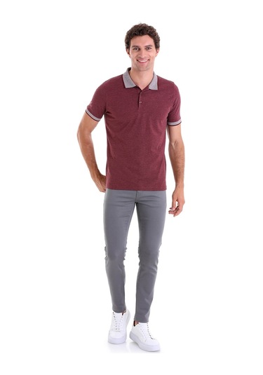 Hatemoğlu Bordo Regular Fit Düz Pamuklu Polo Yaka Tişört Bordo
