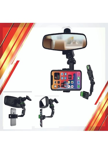 Dikiz Aynasına Takılı 360 Derece Dönebilen Cep Telefonu Tutacağı