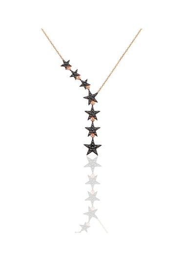 Gümüş Kayan Sıralı Yıldızlar Kolye Wsn61