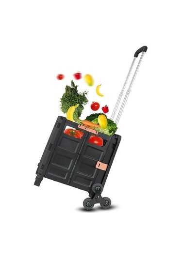 Balatlı Çok Fonksiyonlu Merdiven Çıkabilen Portatif Taşıma Arabası Siyah By06-b