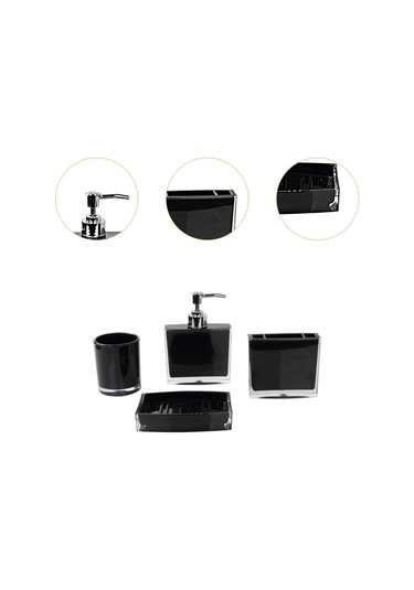Suntek 4x Losyon Dispenser Bardak Diş Fırçası Tutucu Seti Siyah