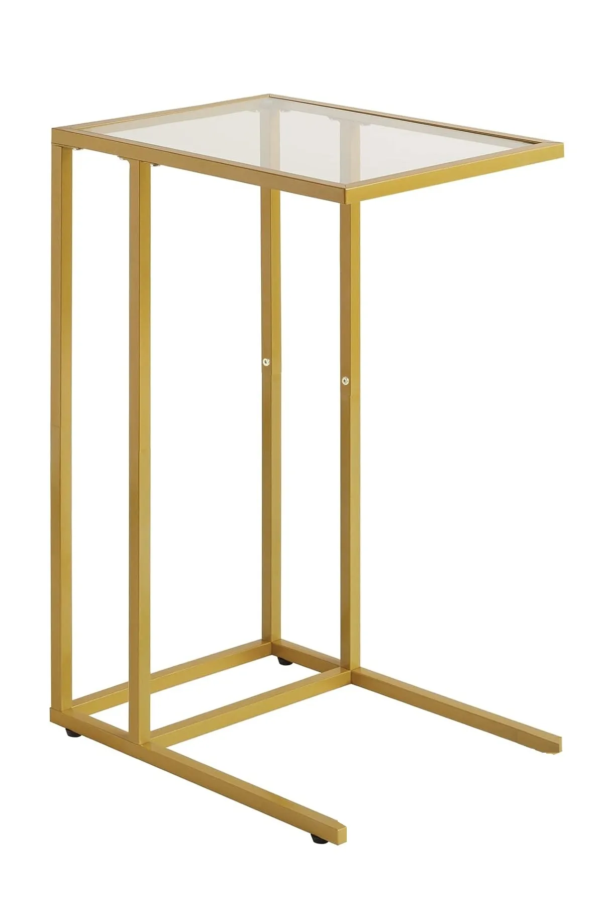 Şeffaf Temperli Cam C Sehpa Koltuk Sehpası Gold-şeffaf