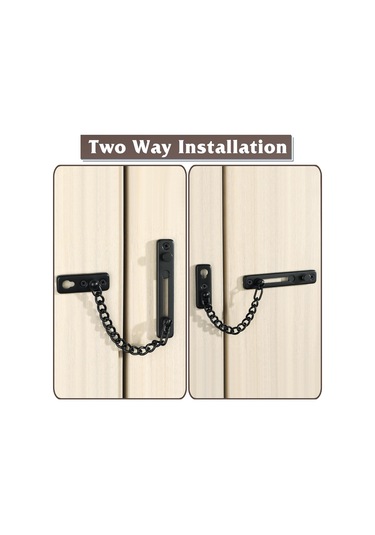 Kapı Zinciri Mandalı, Emniyet Yaylı Hırsızlık Önleyici Pres Kilidi İç Ve Ekstra Ön Kapı İçin, Mat Siyah Kapı Zincirleri 1 Paket