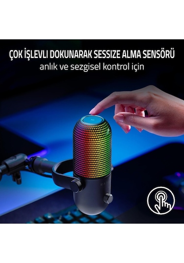 Razer Seiren V3 Chroma - Dokunarak Sessize Alma Özellikli Rgb Usb