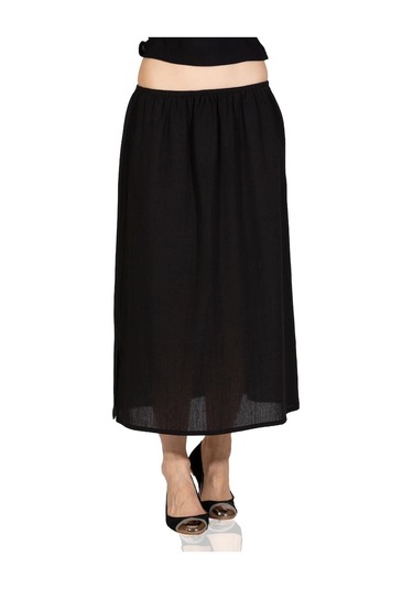 Jüpon Şile Bezi Pamuk Uzun Etek Astarı Tam Boy Jipon Siyah Syh