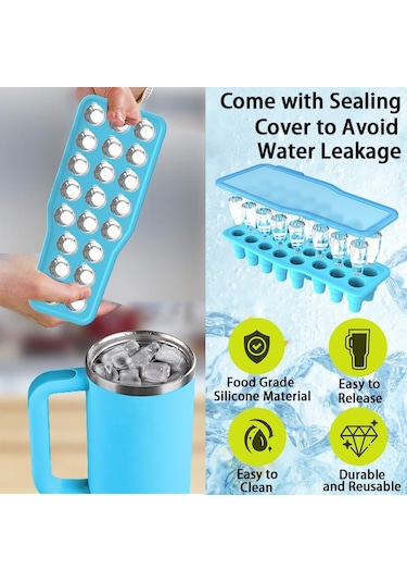 Sones Stanley Silikon Buz Bölmesi Büyük Kapasiteli Kapaklı Buz Kalıbı İçin, Stil: Bardak Yeşil Diğer