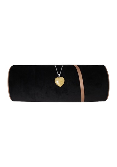 Sarı Yeşim Kalp Kolye Zincirli Yellow Jade Sitrin Sarı