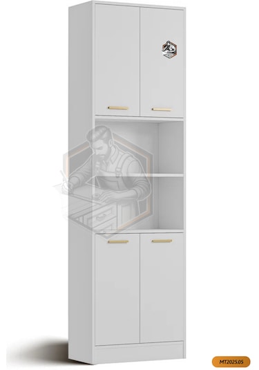 Tamamı Mdf 4 Kapaklı Ve Açık Raflı Çok Amaçlı Mutfak Dolabı/kavan