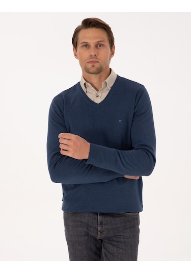 Pierre Cardin Erkek İndigo Melanj Kazak /triko 50314190-vr155 Indigo Melanj