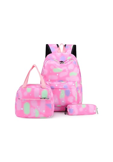 3 Parçalı Okul Sırt Çantası: Büyük Sırt Çantası, Öğle Yemeği Çantası Ve Kalem Kutusu Pembe Th