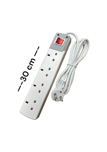 De-pa İngiliz Tipi Grup Priz 4'lü 3 Metre Kablolu Anahtarlı 41403