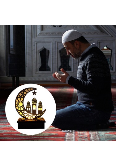 Ranyeek Ahşap Aydınlatmalı Ramazan Aydılessi Dekoratif Heykel - Jm01873 Modeli 1 Pil Dahil Değil Diğer