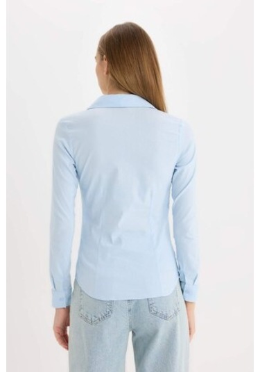 DeFacto Regular Fit Basic Düz Bengalin Uzun Kollu Gömlek I5278AZ25SPBE366 Mavi DeFacto Regular Fit Basic Düz Bengalin Uzun Kollu Gömlek I5278AZ25SPBE366 Mavi