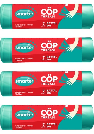 Smarter 4'lü Battal Boy Çöp Torbası Çöp Poşeti 72 x 95 CM