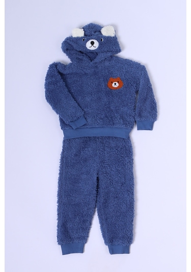 Erkek Bebek Peluş Alt Üst Takım Baskılı D47 Lacivert