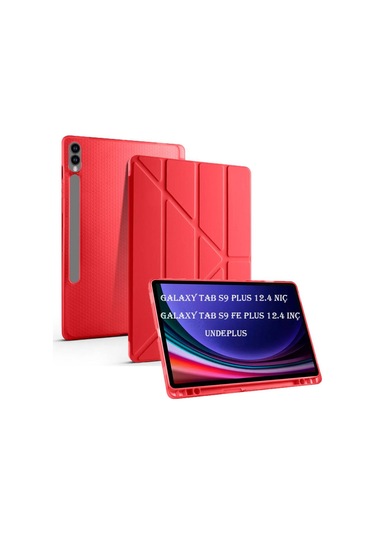 Samsung Galaxy Uyumlu  Tab S9 Fe Plus/s10 Plus Kılıf Kalem Bölmeli Trifolding Case X610 X616 X820 X826 X828 Kılıf
