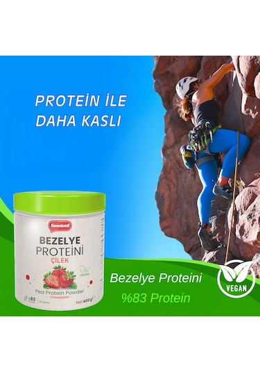 Sweetwell Çilek Aromalı Vegan Bezelye Proteini Tozu 3 x 400 G