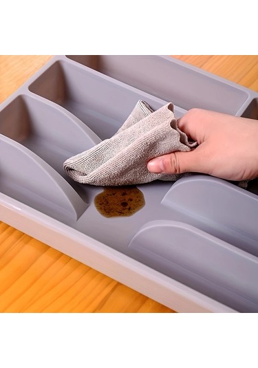 Oldfriend Beyaz Mutfak Çekmece Organizatörü: Bıçak Çatal Saklama Tepsili Plastik Organizer Beyaz