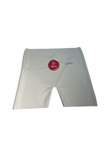 Qulat Lazer Kesim Yüksek Bel Tekli Şort Boxer Beyaz