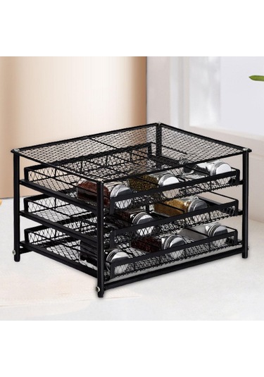 Suntek Mutfak Baharat Rafı 3 Katlı Tezgah Üstü Düzenleyici Siyah