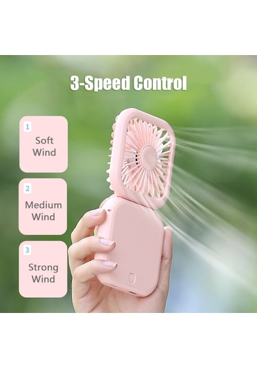 Vkemall Fan Katlanabilir Boyun Askılı Küçük Vantilatör, Cep Telefonu Şarj Fonksiyonu, Üç Rüzgar Hızıyl