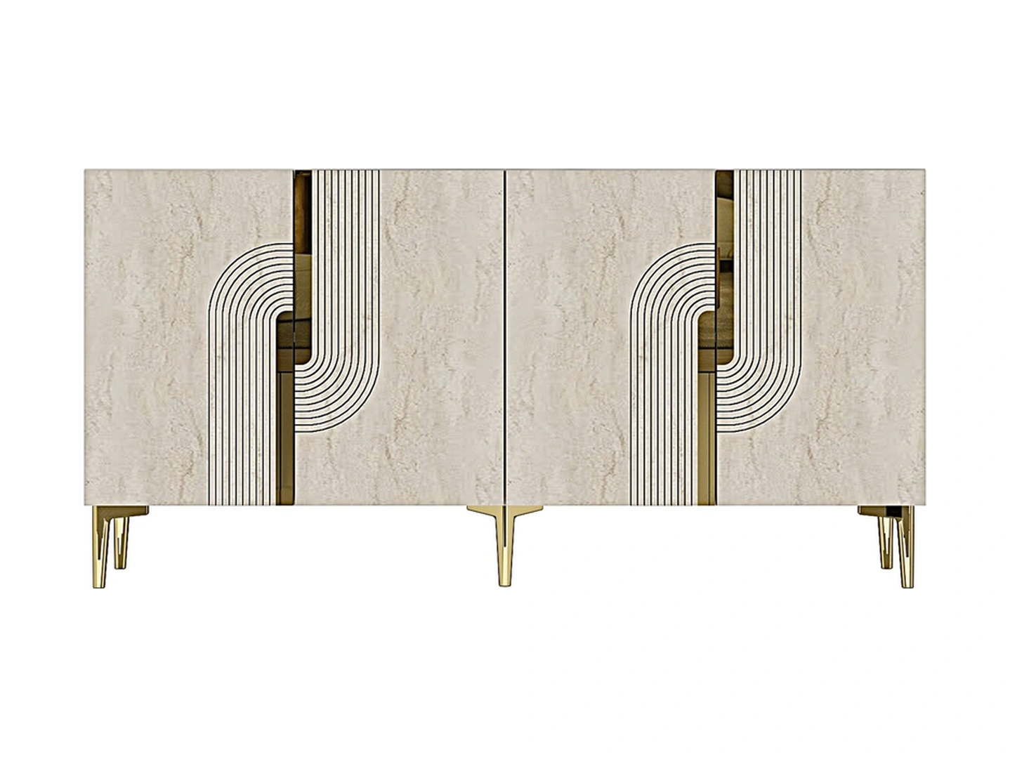 Ka1516btg Meyra150 Konsol, Kahve Köşesi, Tv Sehpası Beyaz-traverten Kapak-gold 150cm Çok Renkli