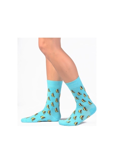 6'Lı Organik Pamuklu Dikişsiz Erkek Çok Renkli Desenli Çorap (448387774) Lacivert