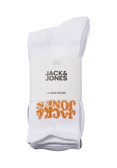 Çocuk Logolu 5'li Paket Çorap - Elton White Beyaz