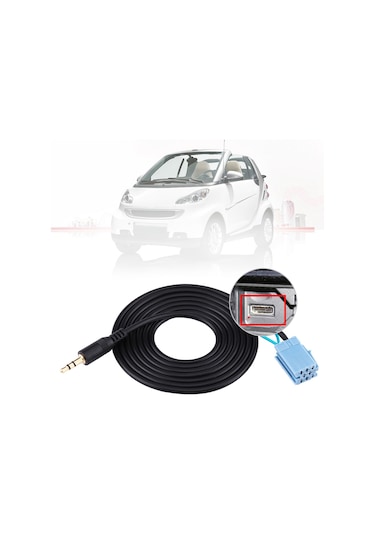 Geeroyoo Smart 450 Tüm Modelleri İçin 3.5mm Aux Ses Kablosu, Plug & Play, 150cm Uzunluk, Yüksek Kalite Siyah Plastik