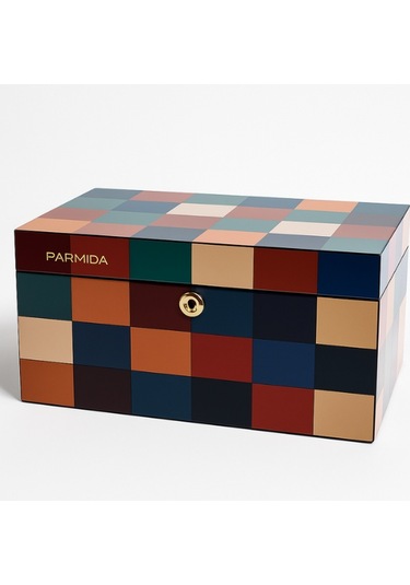 Parmida Dama Desenli Ahşap Sedir Humidor Puro Kutusu