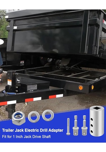 Xurunkeji Paslanmaz Çelik Römork Krikosu Elektrikli Matkap Adaptörü Ve 2 Adet 1/2 İnç Soket Adaptör Ucu, Kriko Tahrik Mili İle Uyumlu