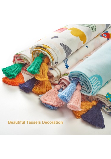 Geekyou Bebek Battaniyesi, Yeni Doğan Sarıtmaması, İki Katlı Bambus Lifli Pamuk Muslin, Uzay Gemisi Desenli, 156x110cm DiğER