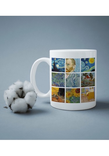 Van Gogh Baskılı Kupa Bardak Çok Renkli